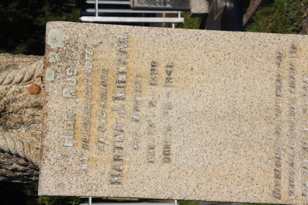 MINNAAR Martha J. nee MOSTERT 1890-1941