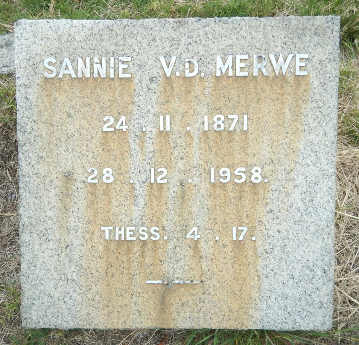 MERWE Sannie, van der 1871-1958