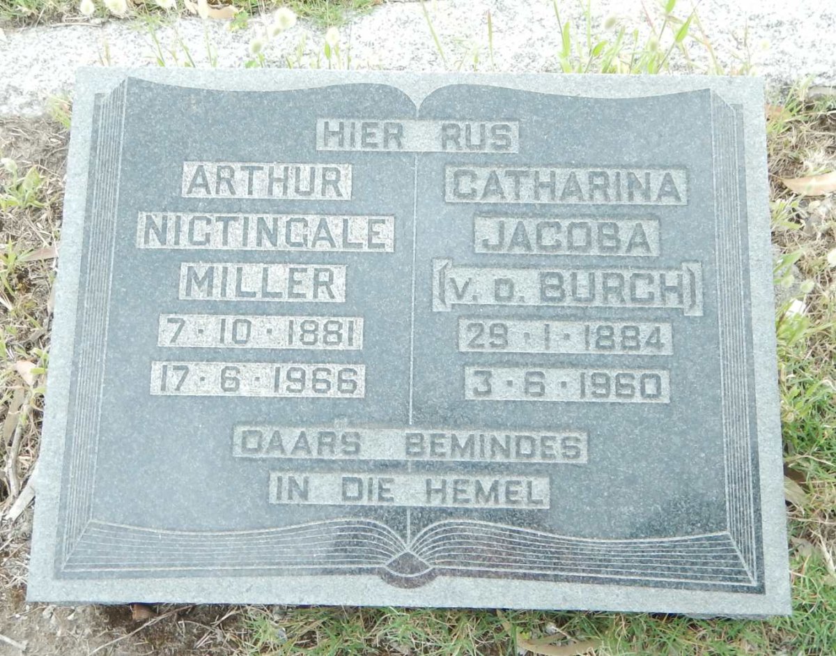 MILLER Arthur Nigtingale 1881-1966 &amp; Catharina Jacoba v.d. BURGH 1884-1960