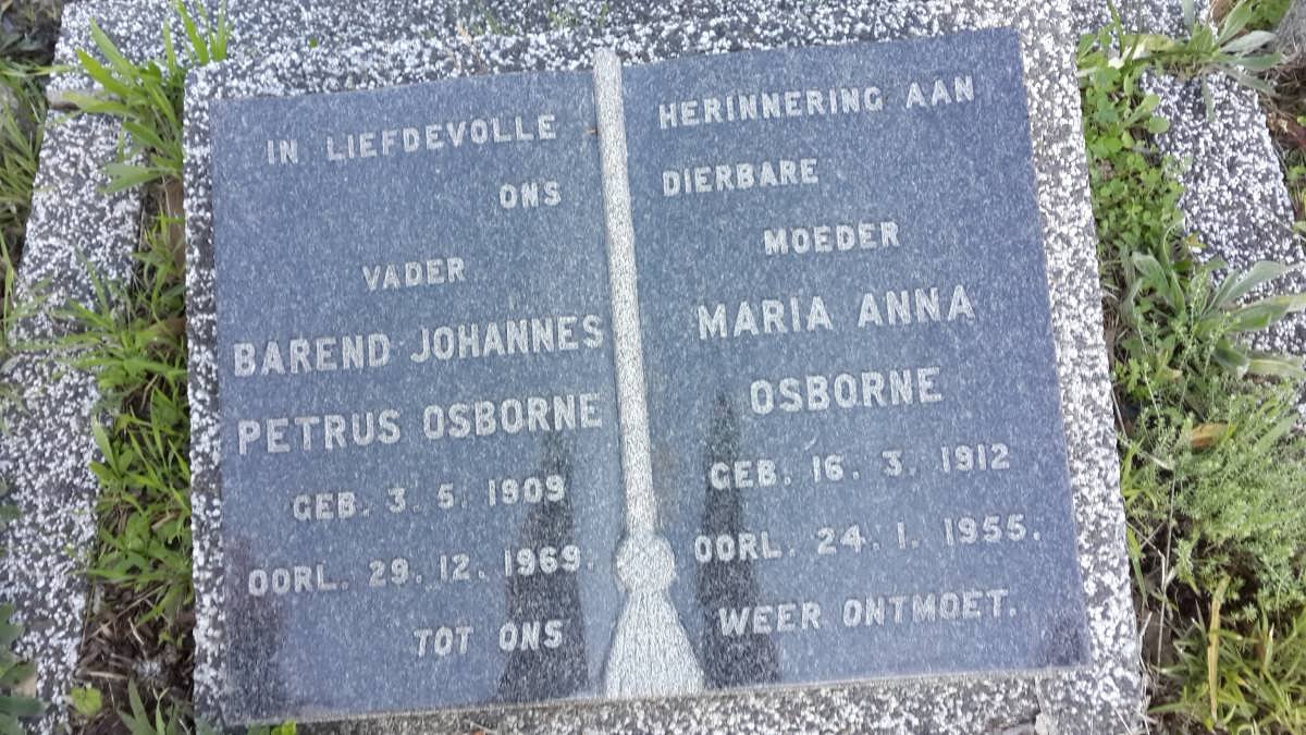 OSBORNE Barend Johannes Petrus 1909-1969 &amp; Maria Anna 1912-1955