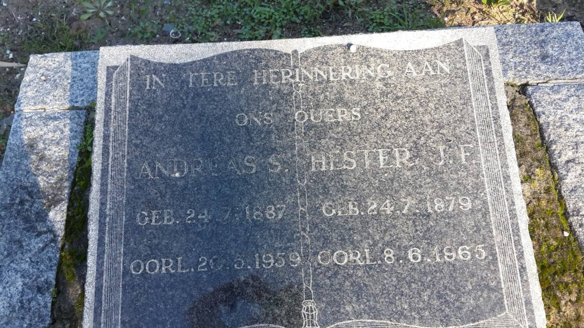 ? Andreas S. 1887-1959 &amp; Hester J.F. 1879-1965