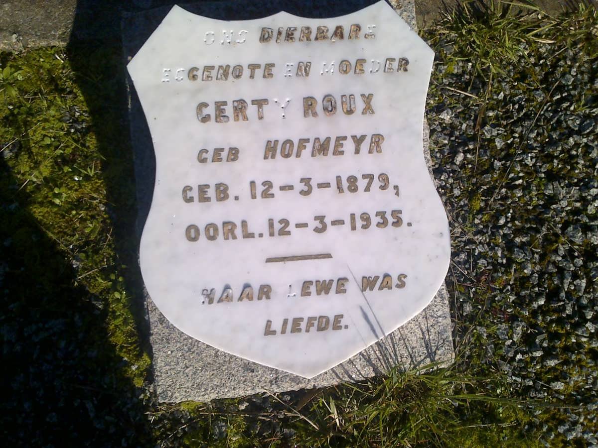 ROUX Gerty nee HOFMEYR 1879-1935