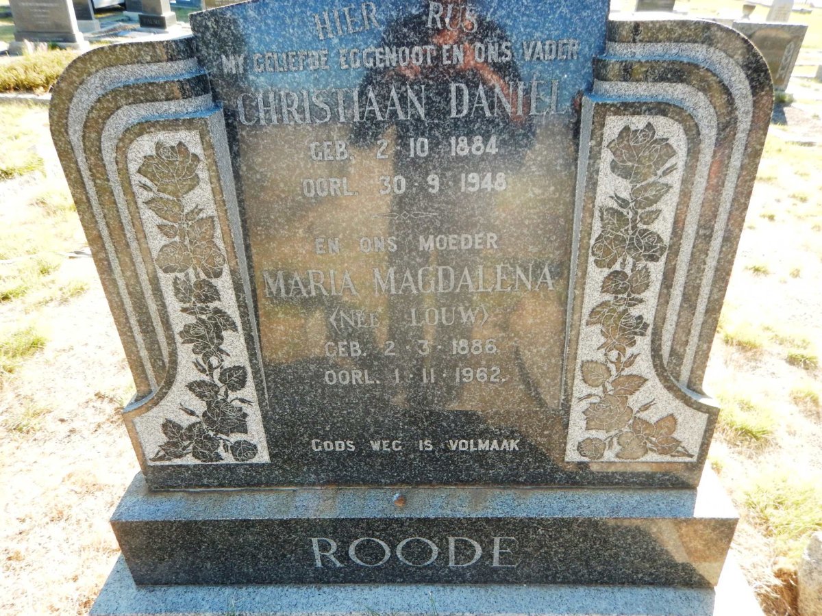 ROODE Christiaan Daniel 1884-1948 &amp; Maria Magdalena LOUW 1886-1962