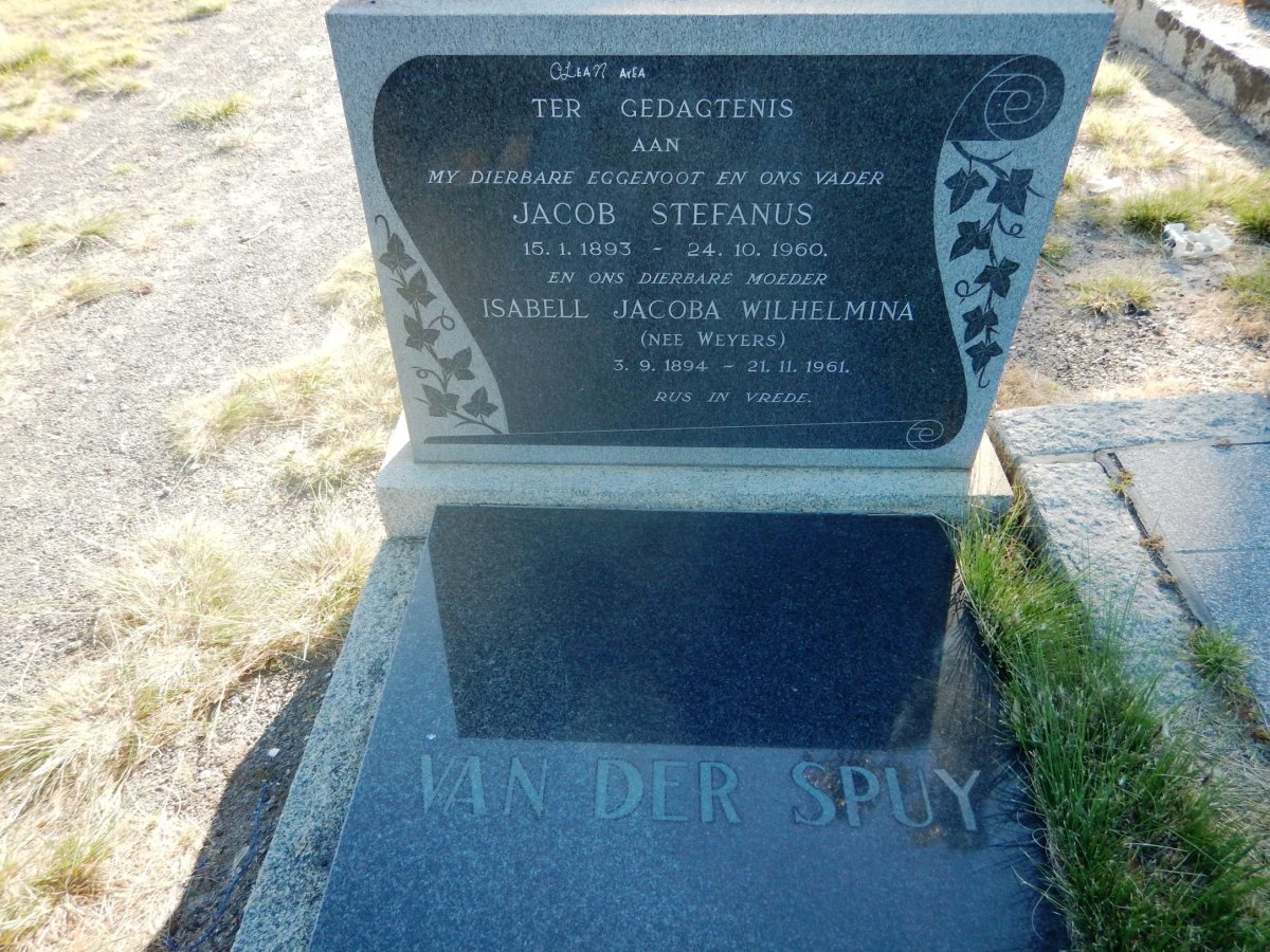 SPUY Jacob Stefanus, van der 1893-1960 &amp; Isabell Jacoba Wilhelmina WEYERS 1894-1961