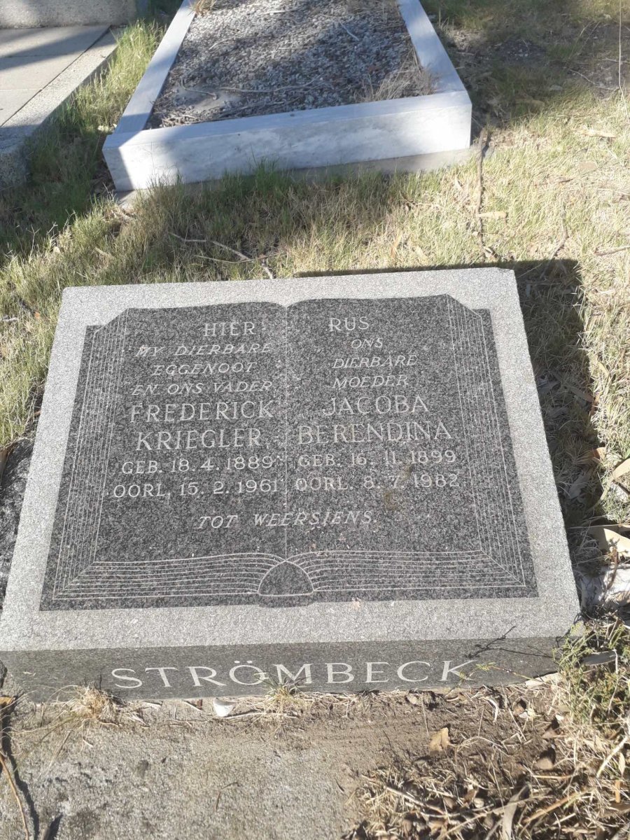 STROMBECK Frederick Kriegler 1889-1961 &amp; Jacoba Berendina 1899-1982