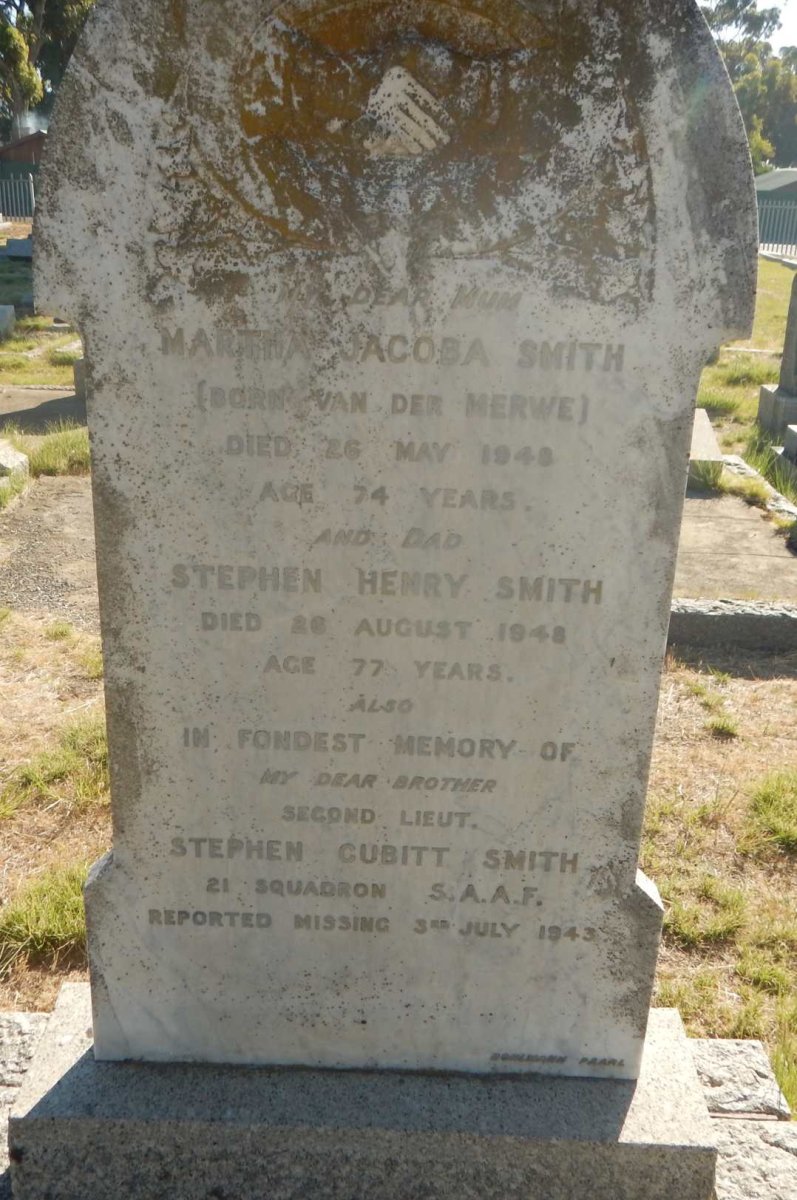 SMITH Stephen Henry -1948 &amp; Martha Jacoba VAN DER MERWE -1948