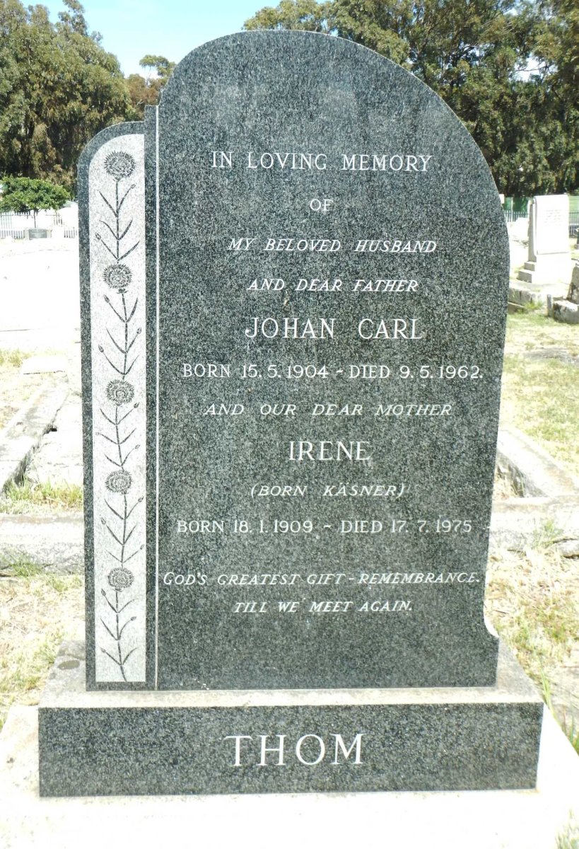 THOM Johan Carl 1904-1962 &amp; Irene KASNER 1909-1975