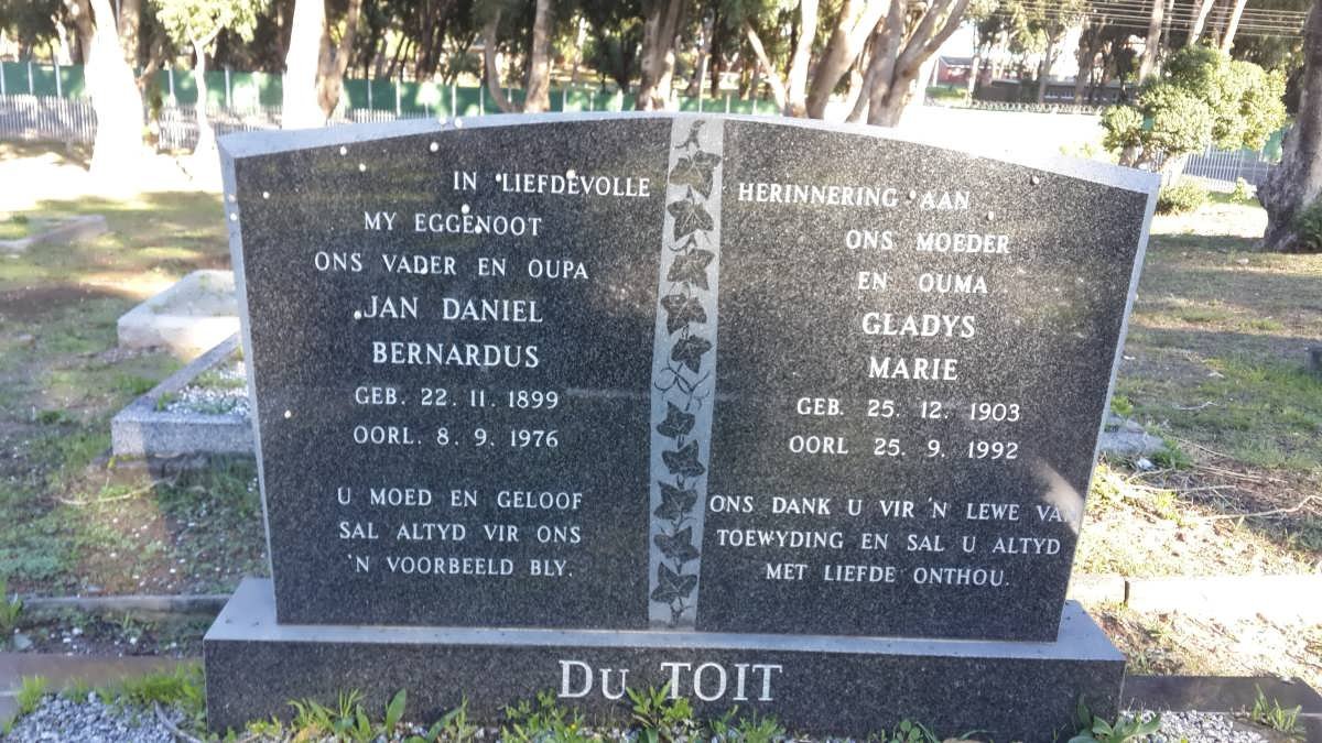 TOIT Jan Daniel Bernardus, du 1899-1976 &amp; Gladys Marie 1903-1992