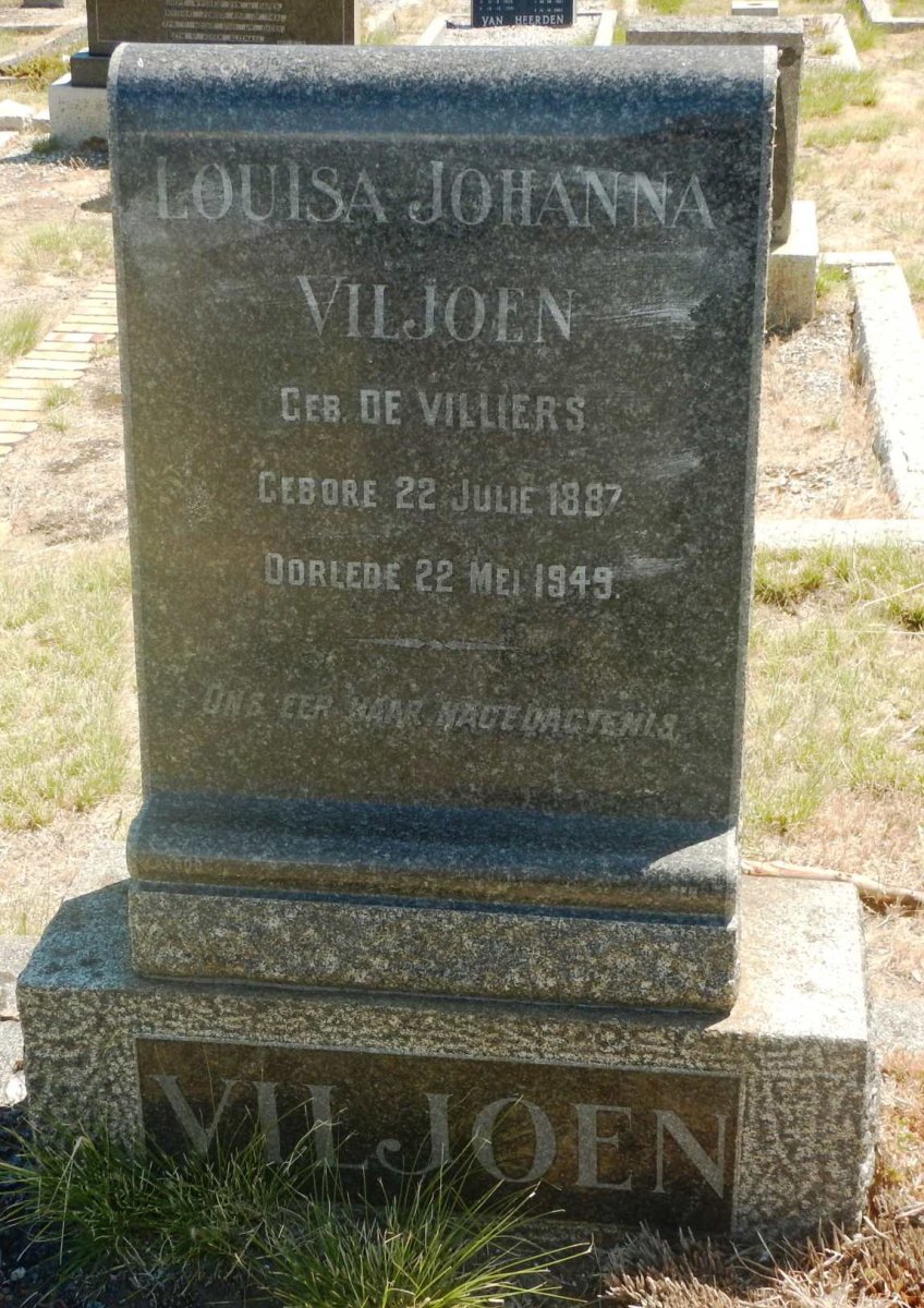 VILJOEN Louisa Johanna nee De VILLIERS 1887-1949