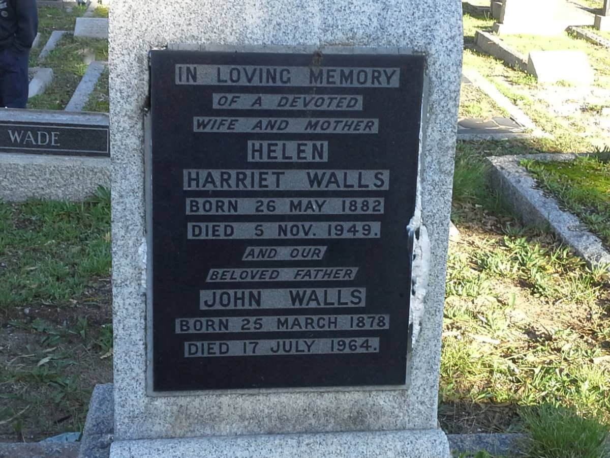 WALLS John 1878-1964 &amp; Helen Harriet 1882-1949