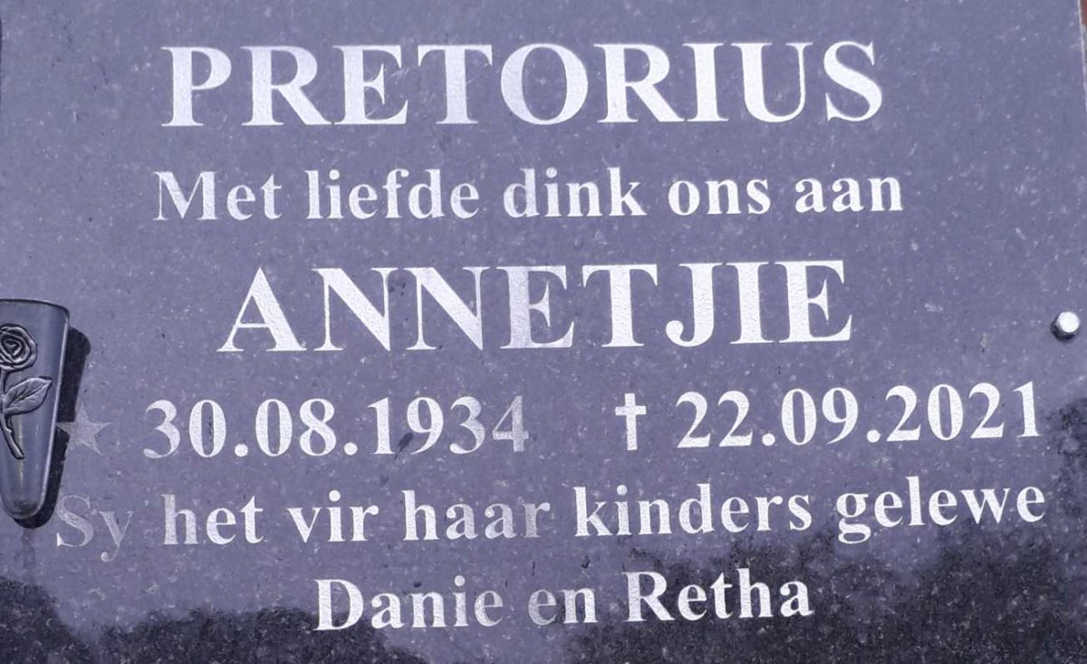 PRETORIUS Annetjie 1934-2021