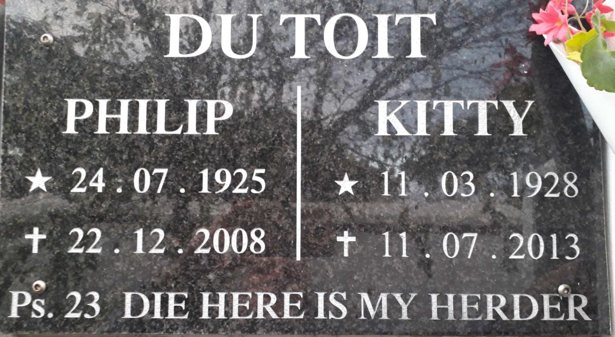 TOIT Philip, du 1925-2008 &amp; Kitty 1928-2013