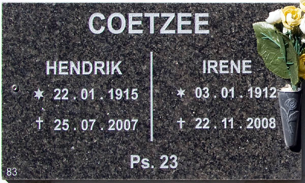 COETZEE Hendrik 1915-2007 &amp; Irene 1912-2008