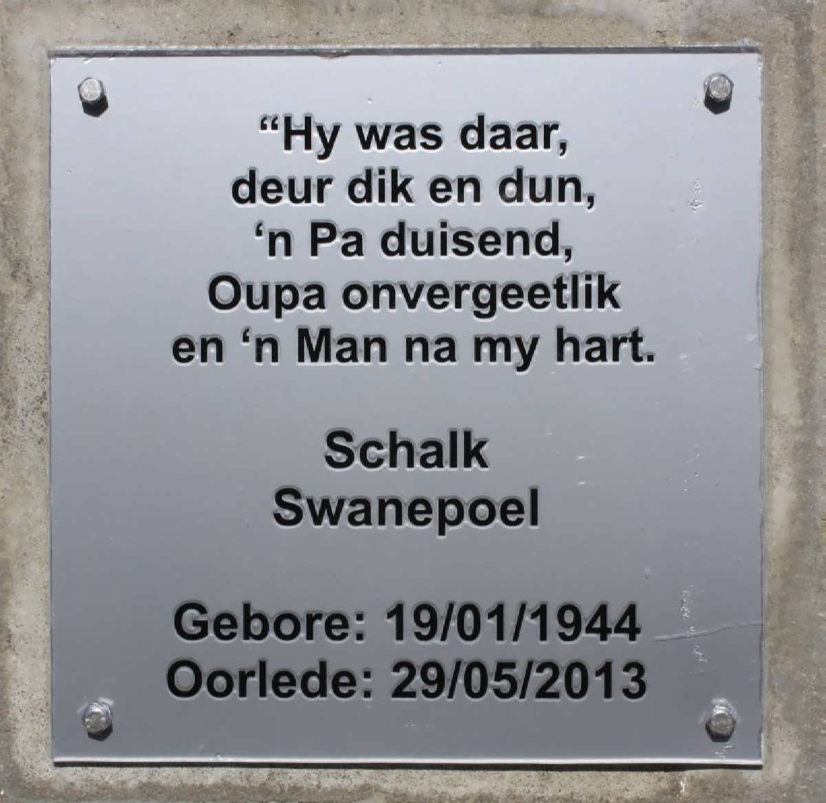 SWANEPOEL Schalk 1944-2013
