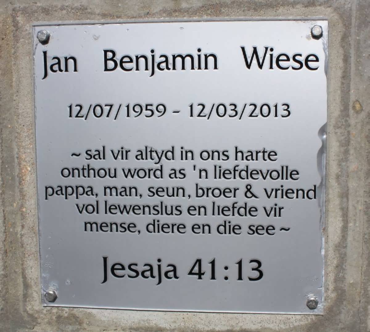 WIESE Jan Benjamin 1959-2013