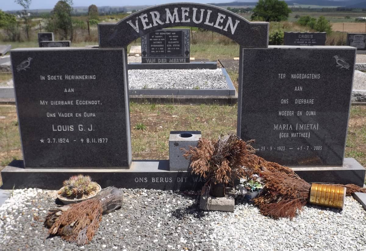 VERMEULEN Louis G.J.1924-1977 &amp; Maria MATTHEE 1923-2005