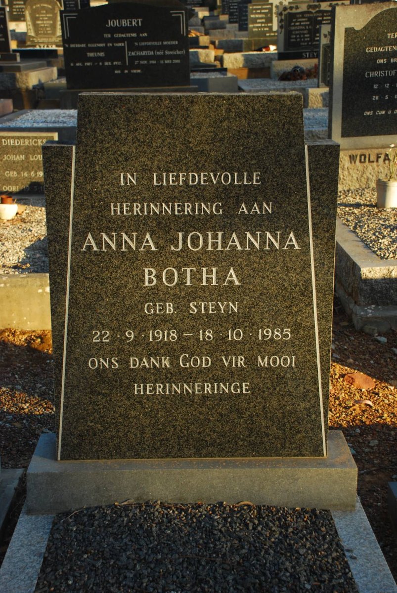 BOTHA Anna Johanna nee STEYN 1918-1985