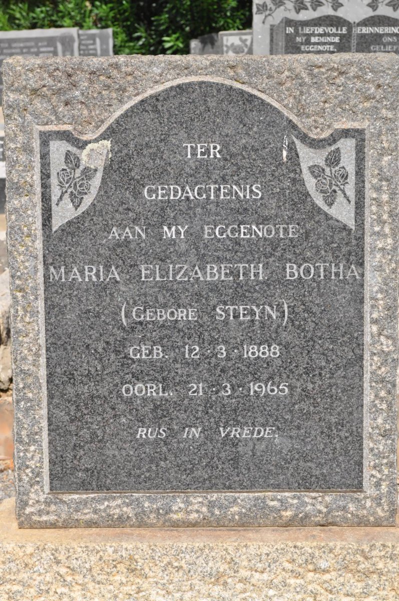 BOTHA Maria Elizabeth nee STEYN 1888-1965