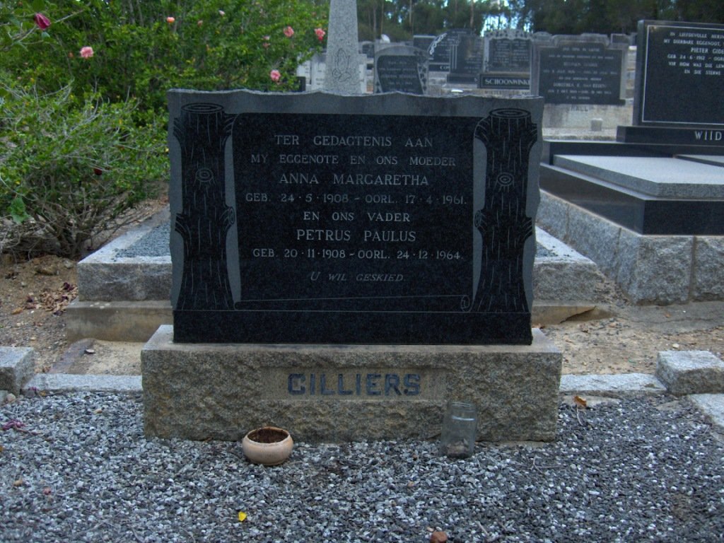 CILLIERS Petrus Paulus 1908-1964 &amp; Anna Margaretha 1908-1961