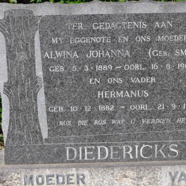 DIEDERICKS Hermanus 1882-1968 &amp; Alwina Johanna SMIT 1889-1963