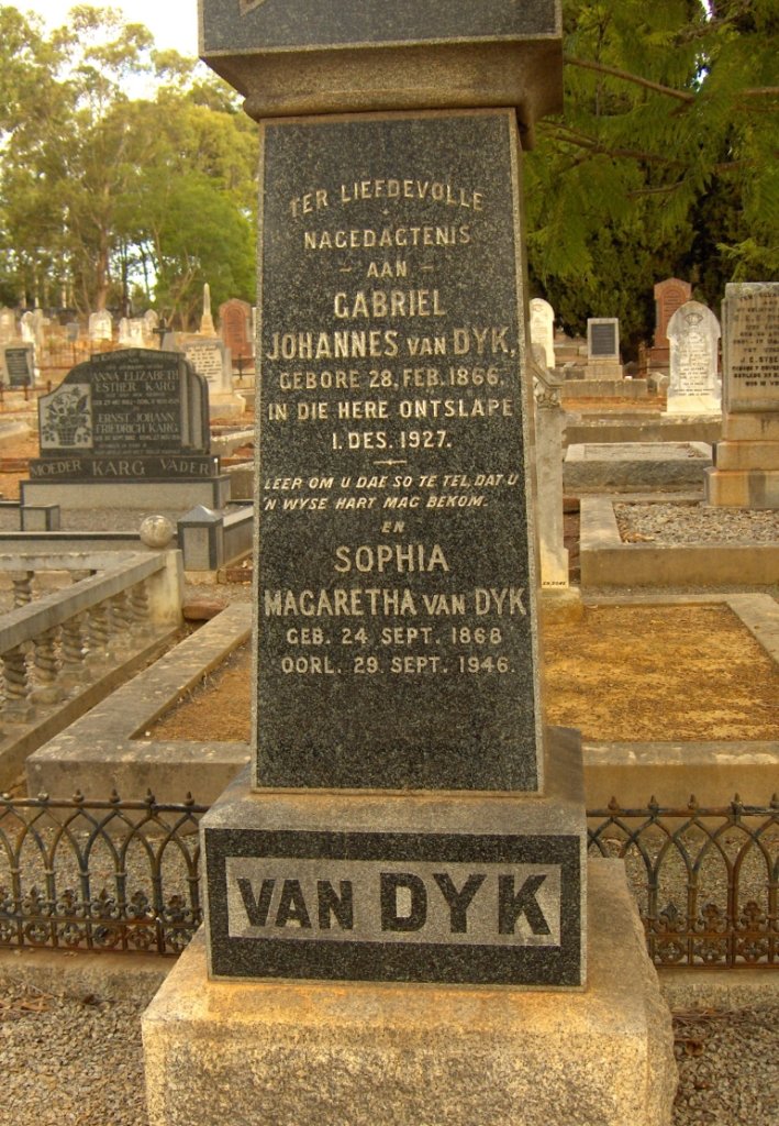 DYK Gabriel Johannes, van 1866-1927 &amp; Sophia Magaretha 1868-1946