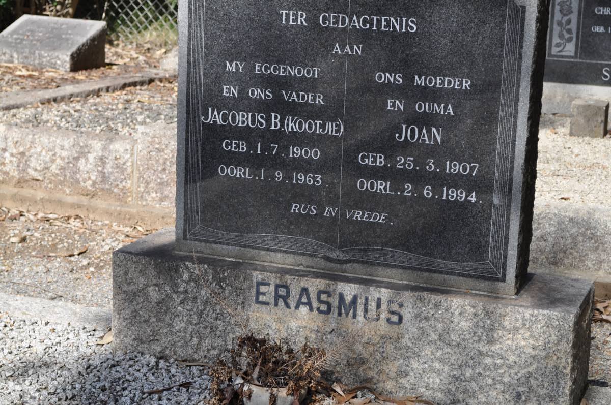 ERASMUS Jacobus 1900-1963 &amp; Joan 1907-1994