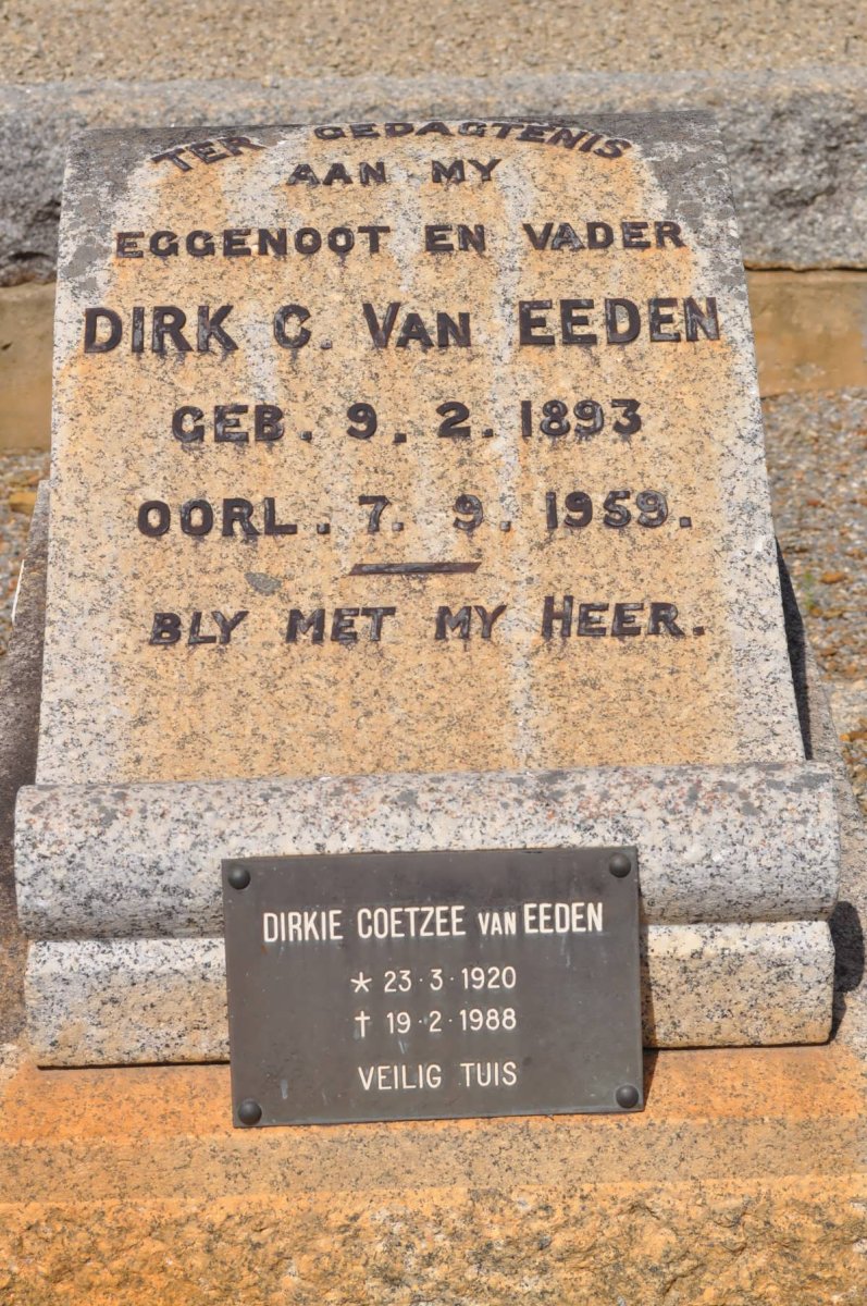 EEDEN Dirk C., van 1893-1959 :: VAN EEDEN Dirkie Coetzee 1920-1988