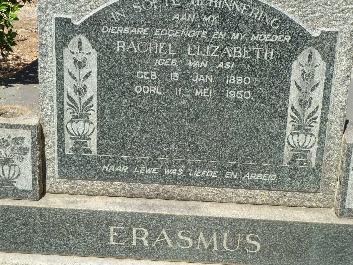 ERASMUS Rachel Elizabeth nee VAN AS 1890-1950