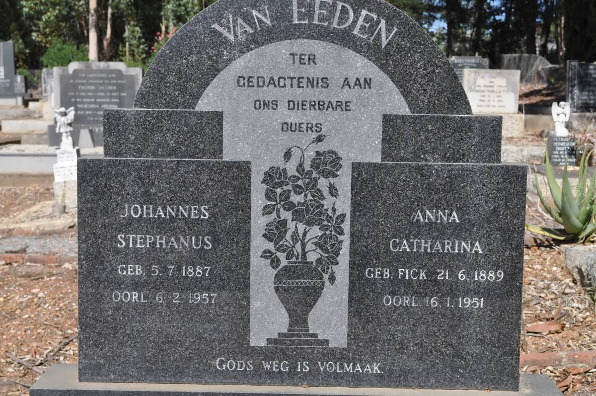 EEDEN Johannes Stephanus, van 1887-1957 &amp; Anna Catharina FICK 1889-1951