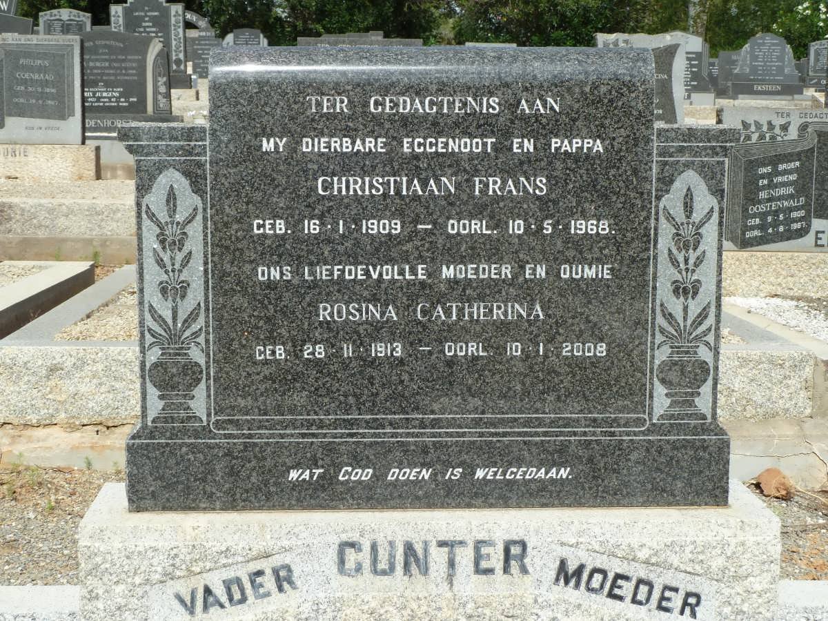 GUNTER Christiaan Frans 1909-1968 &amp; Rosina Catherina 1913-2008