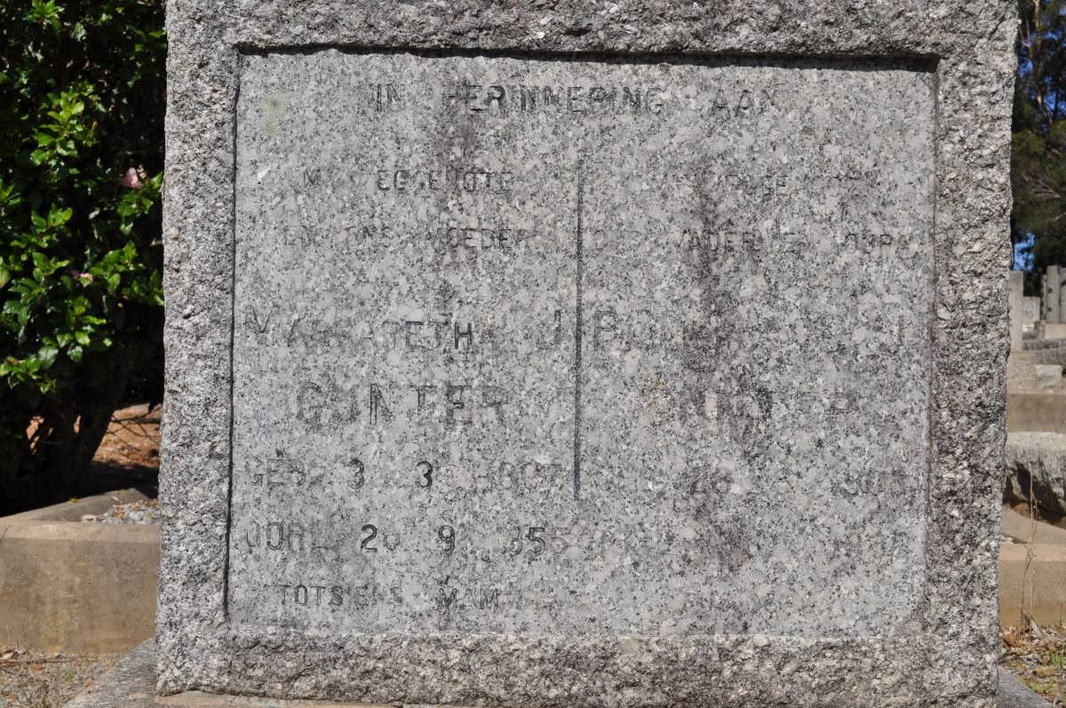 GUNTER B? J. &amp; Margaretha 18??-1955