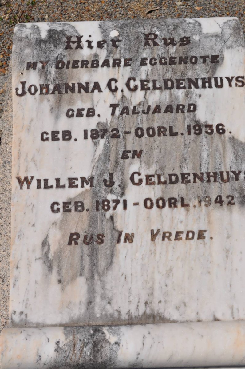 GELDENHUYS Willem J. 1871-1942 &amp; Johanna C. TALJAARD 1872-1936