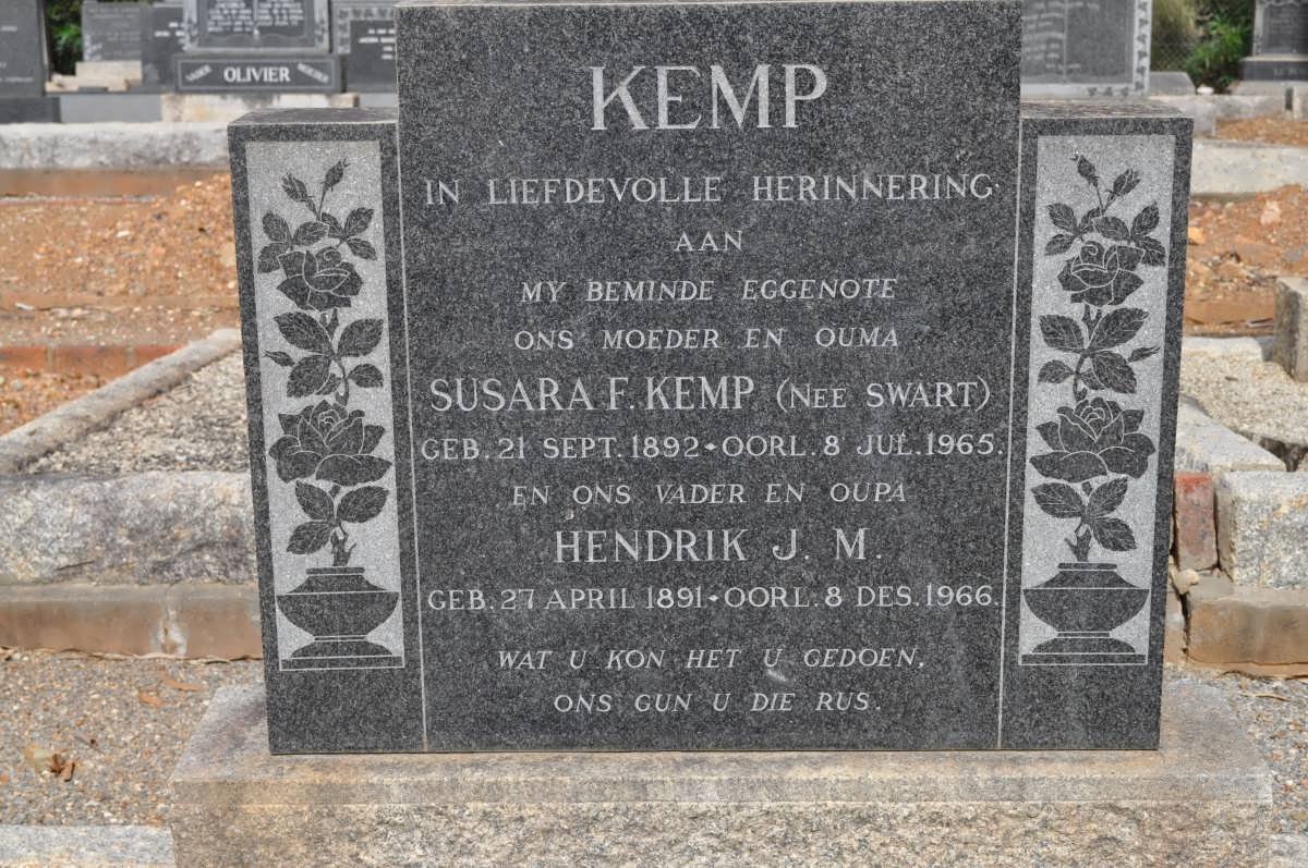 KEMP Hendrik J.M. 1891-1966 &amp; Susara F. SWART 1892-1965