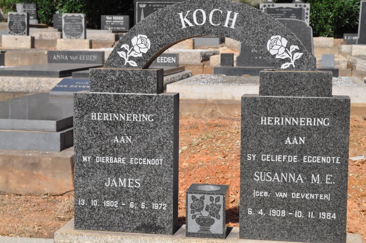 KOCH James 1902-1972 &amp; Susanna M.E. VAN DEVENTER 1908-1984