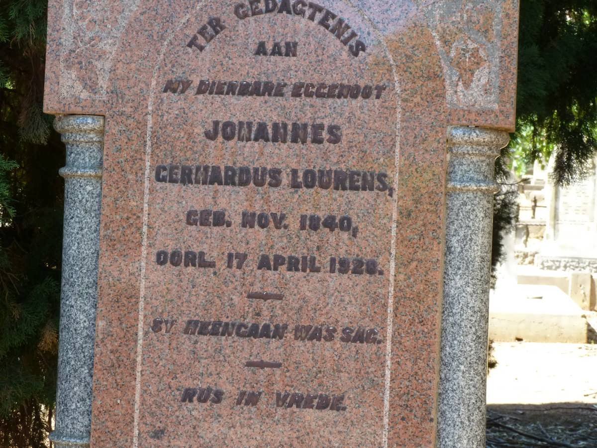 LOURENS Johannes Gerhardus 1840-1928