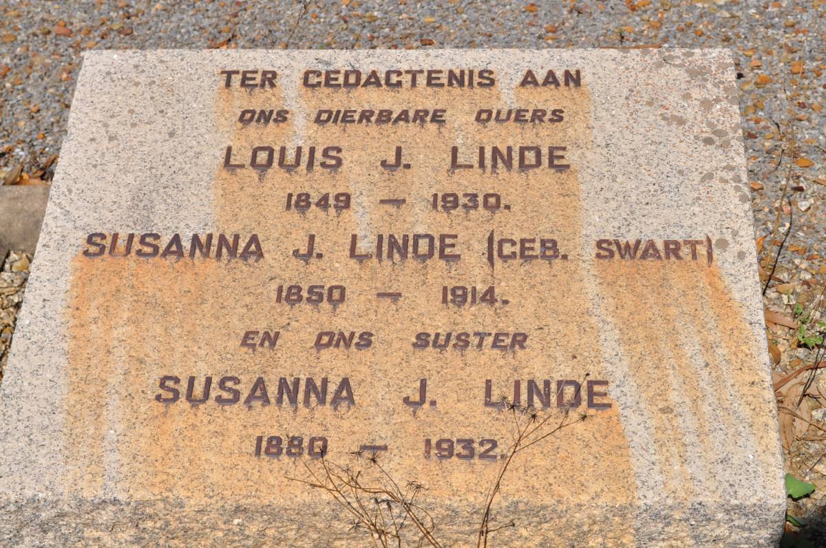 LINDE Louis J. 1849-1930 &amp; Susanna J. SWART 1850-1914 :: LINDE Susanna J. 1880-1932