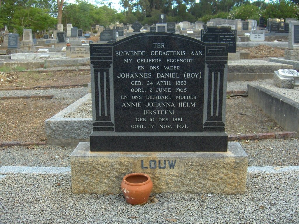 LOUW Johannes Daniel 1883-1965 &amp; Annie Johanna Helm EKSTEEN 1881-1971