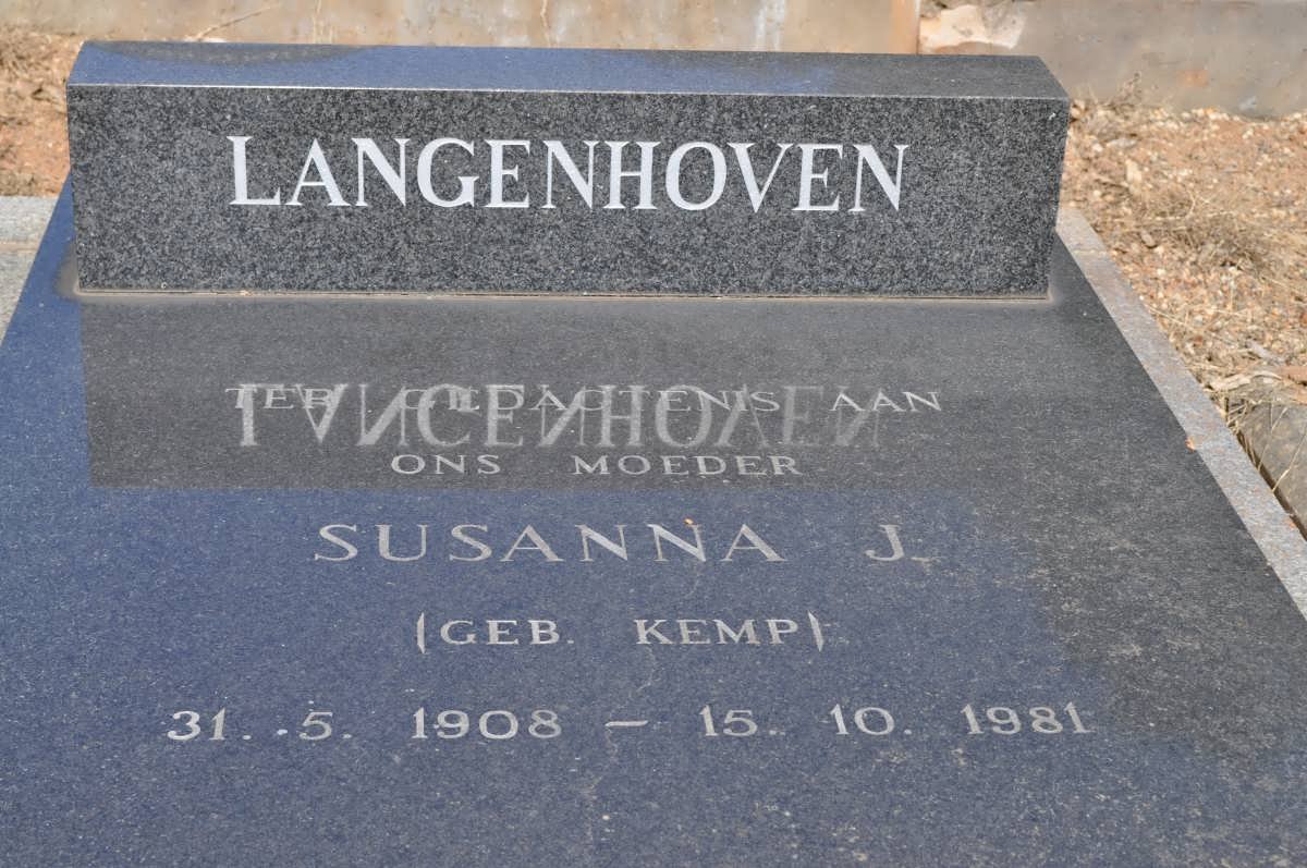 LANGENHOVEN Susanna J. nee KEMP 1908-1981