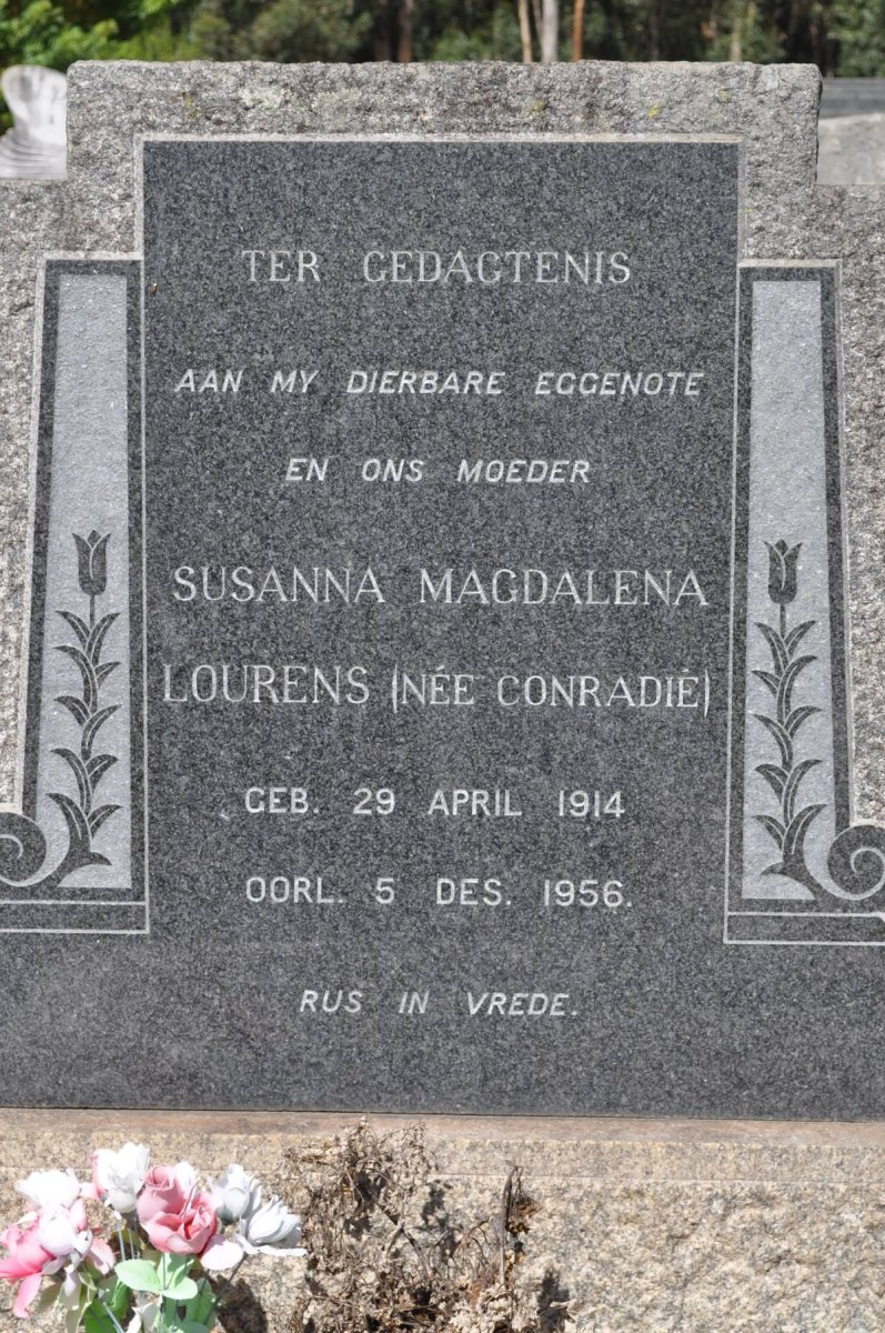 LOURENS Susanna Magdalena nee CONRADIE 1914-1956
