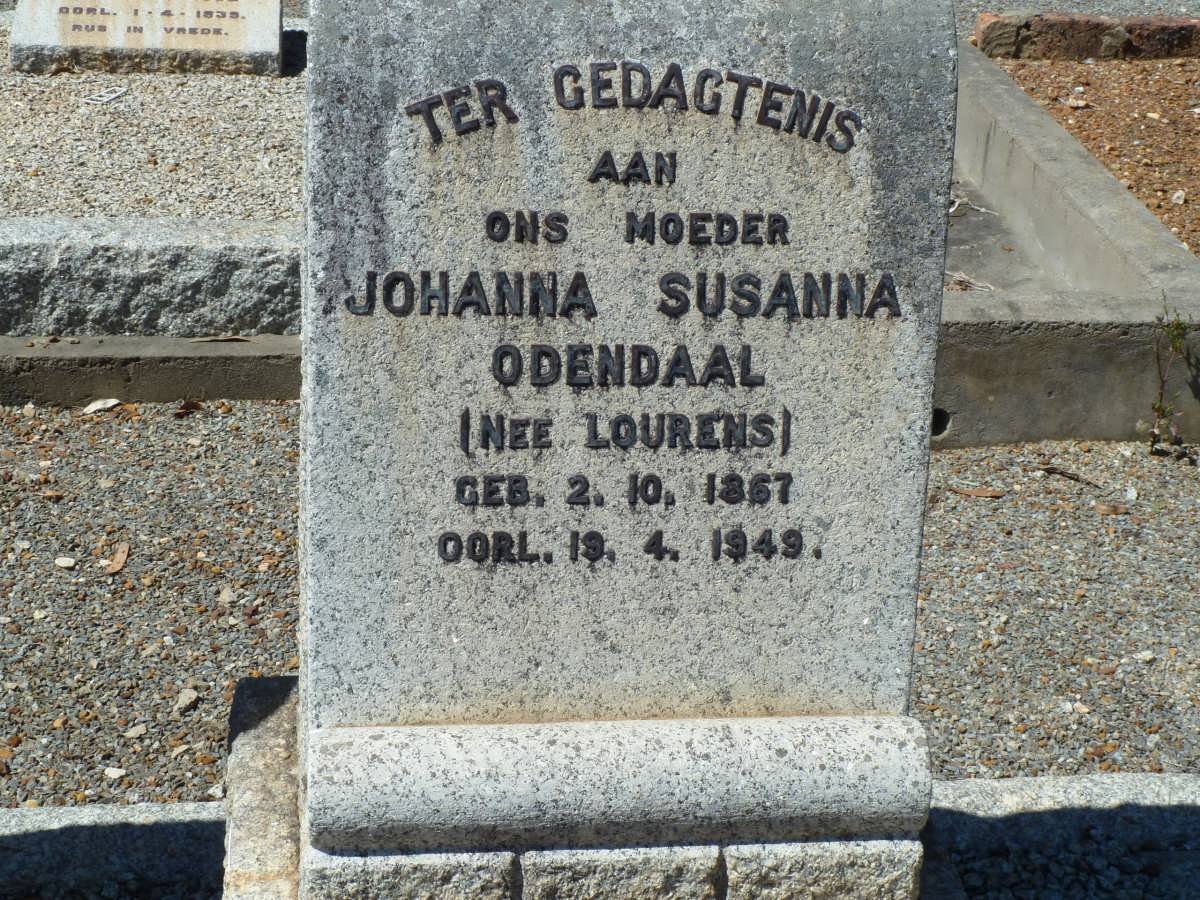 ODENDAAL Johanna Susanna nee LOURENS 1867-1949