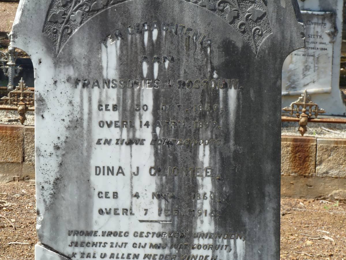 ROSSOUW Franssooies 1859-1899 &amp; Dina J. GILIOMEE 1860-1916
