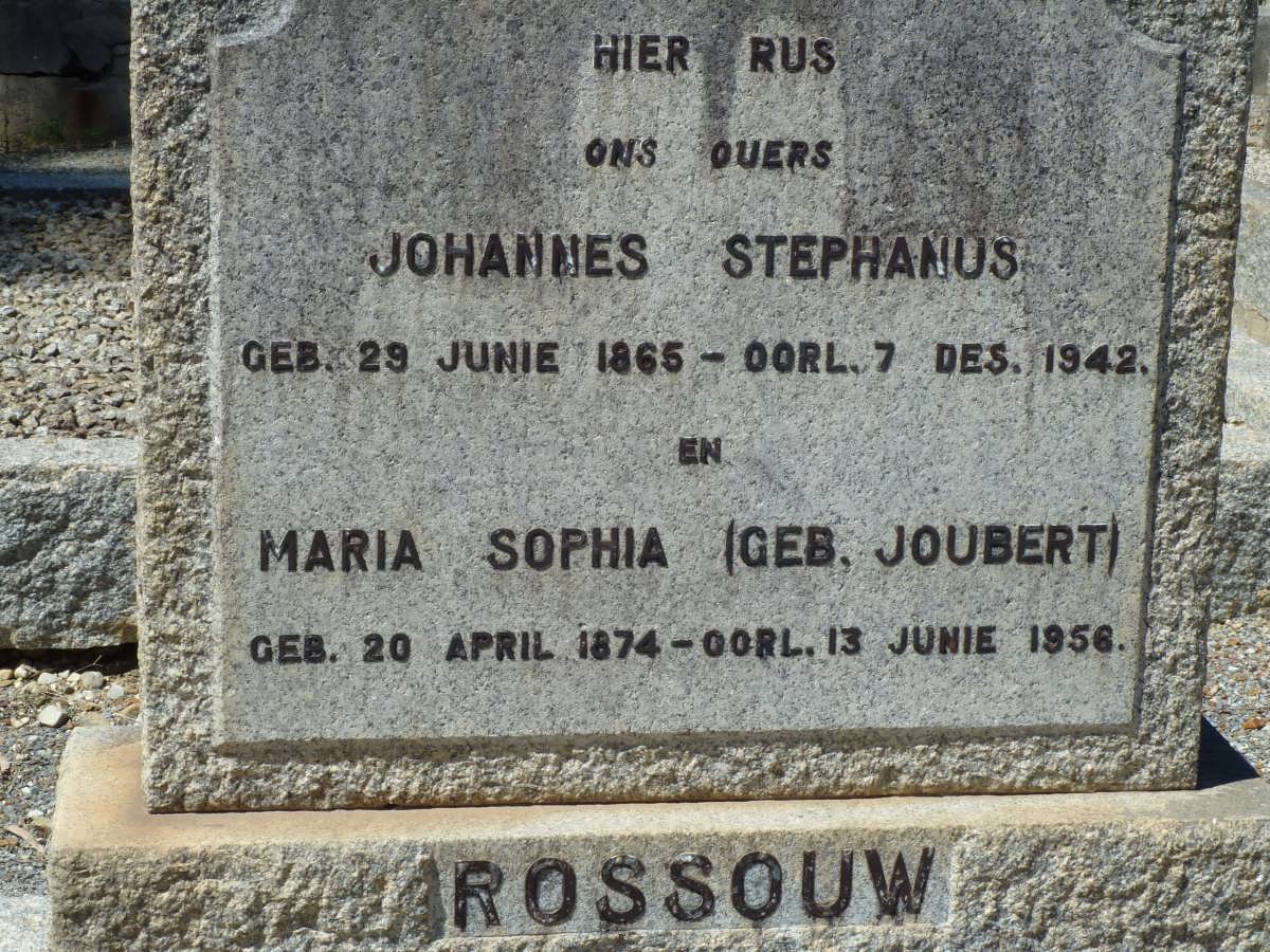ROSSOUW Johannes Stephanus 1865-1942 &amp; Maria Sophia JOUBERT 1874-1958