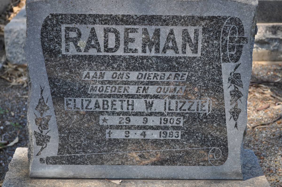 RADEMAN Elizabeth W. 1905-1983