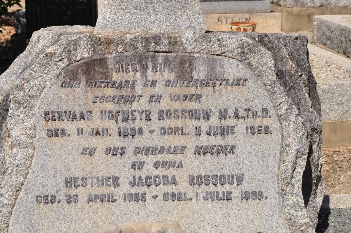 ROSSOUW Servaas Hofmeyr 1890-1956 &amp; Hesther Jacoba 1895-1983
