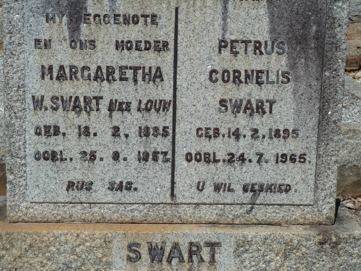 SWART Petrus Cornelis 1895-1965 &amp; Margaretha W. LOUW 1895-1957
