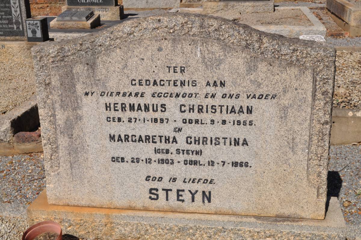 STEYN Hermanus Christiaan 1897-1955 &amp; Margaretha Christina STEYN 1903-1966