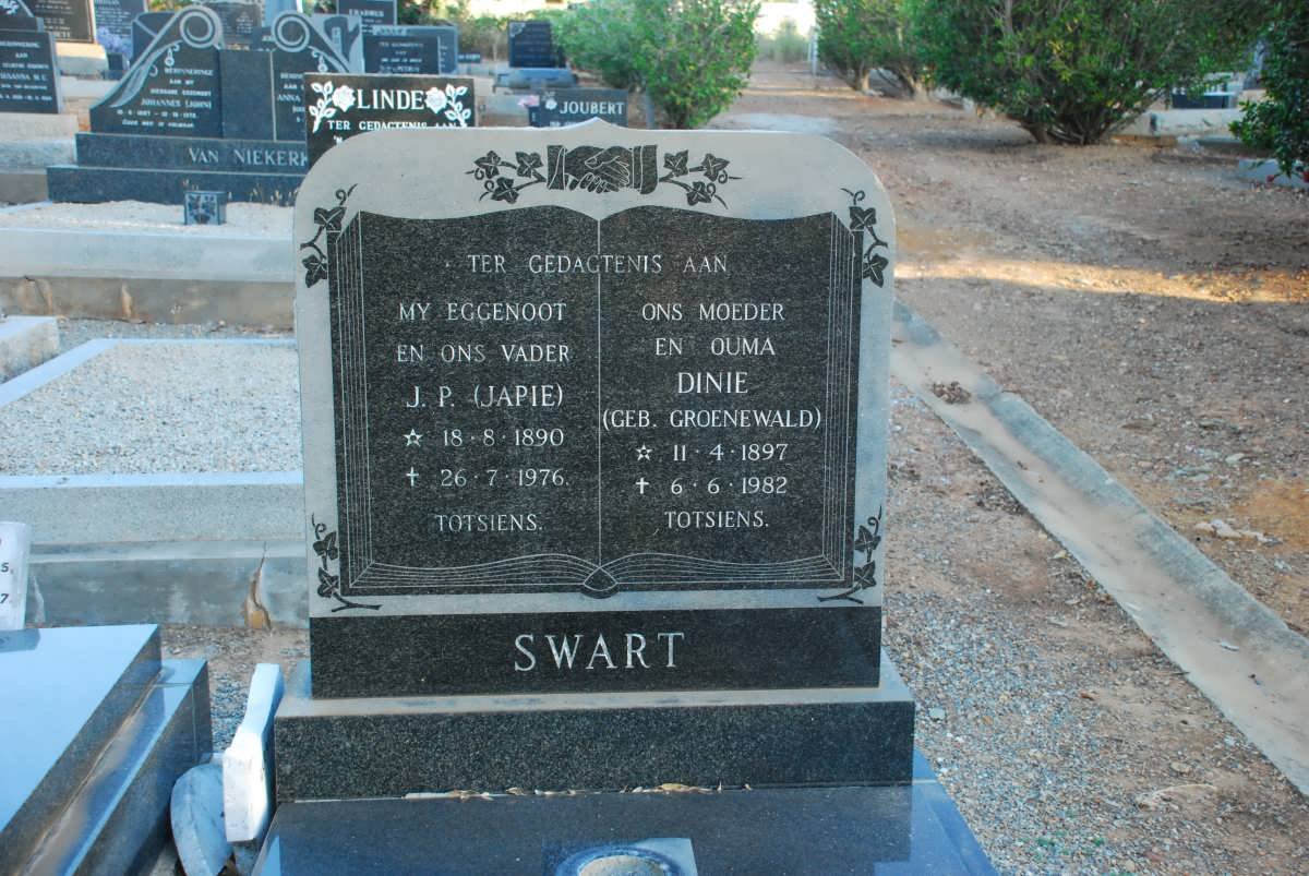SWART J.P. 1890-1976 &amp; Dinie GROENEWALD 1897-1982