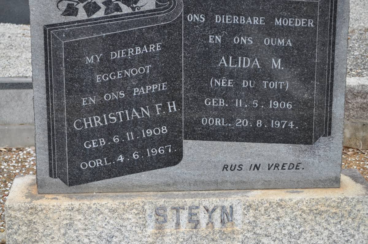 STEYN Christian F.H. 1908-1967 &amp; Alida M. DU TOIT 1906-1974