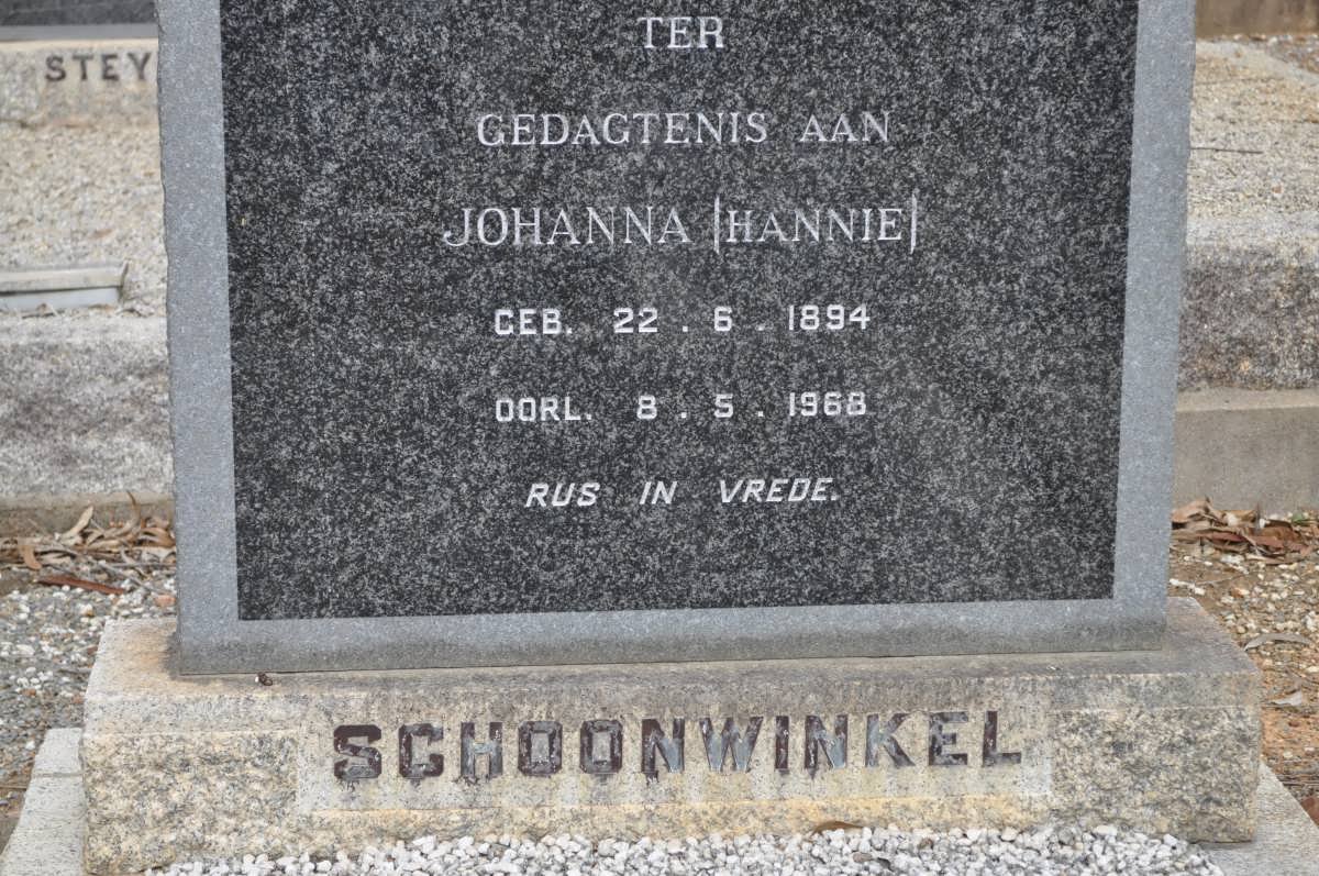 SCHOONWINKEL Johanna 1894-1968