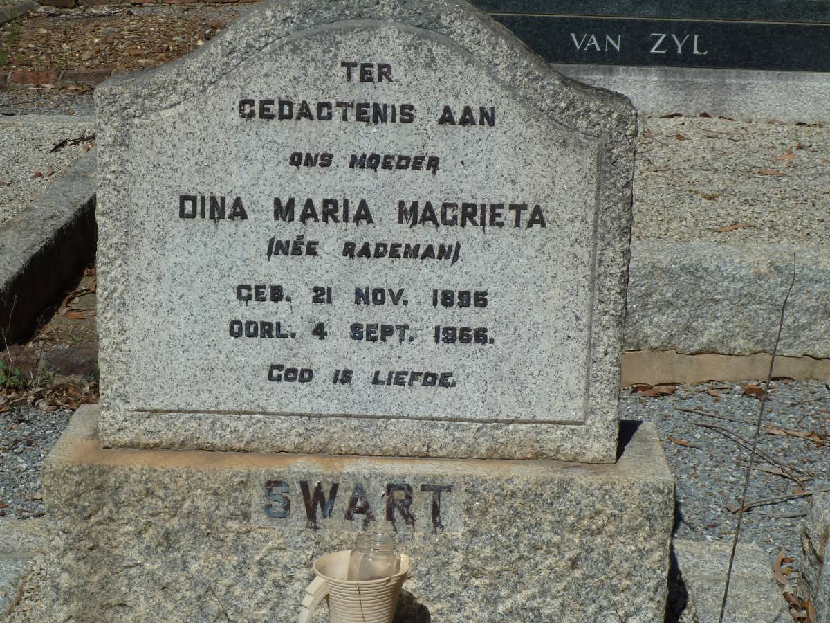 SWART Dina Maria Magrieta nee RADEMAN 1896-1966